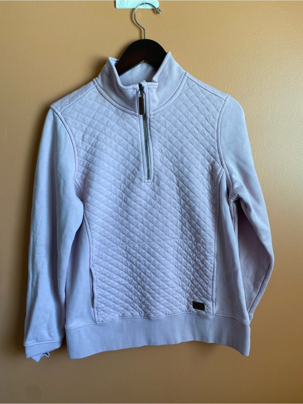 L.L. Bean Women's Pullover 1/4 Zip Sweatshirt Quilted Size M Reg Light Pink